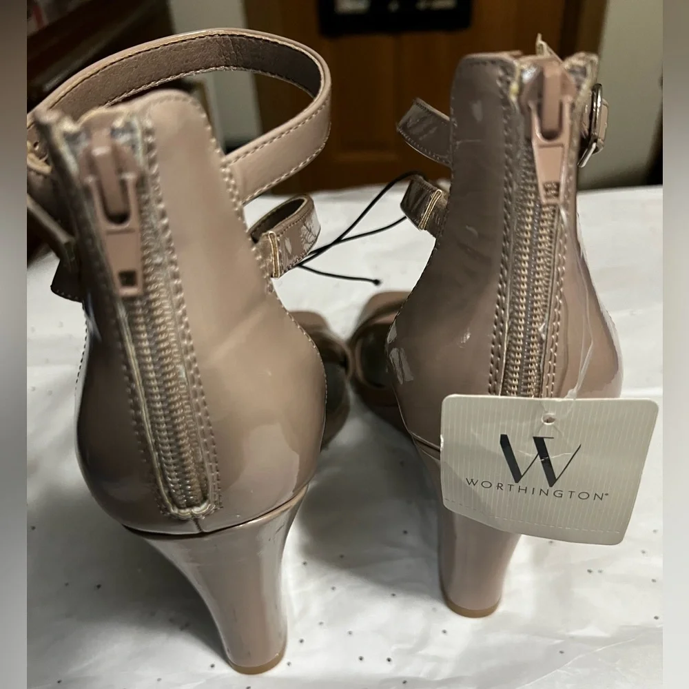 Worthington Patent Wedge Strappy Heels